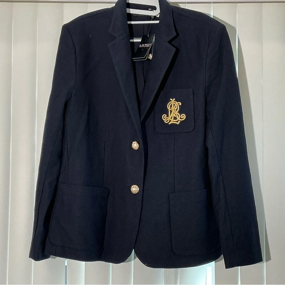 Lauren Ralph Lauren Bullion Jacquard Blazer Lauren Navy - Picture 6 of 7